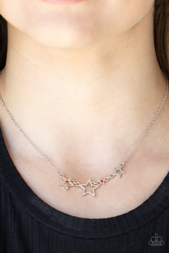 Proudly Patriotic - Red Rhinestone Star Necklace - Sabrina's Bling Collection