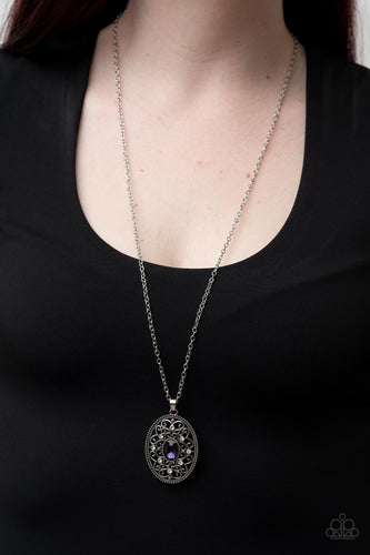 Sonata Swing - Purple Rhinestone Necklace - Sabrina's Bling Collection