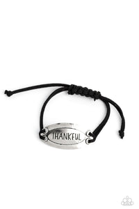 Thankful Tidings - Black Suede "thankful" Bracelet - Sabrinas Bling Collection