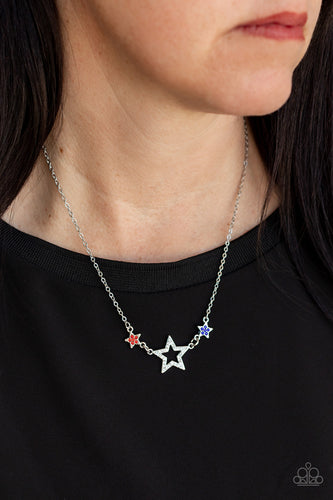 United We Sparkle - Multi Red, White & Blue Necklace - Sabrina's Bling Collection