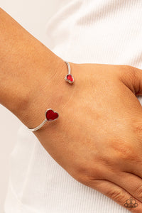 Unrequited Love - Red Rhinestone Heart Bracelet - Sabrina's Bling Collection