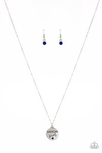 American Girl - Blue and silver necklace- Paparazzi Jewelry Necklace with Free Earrings - Sabrina's Bling Collection