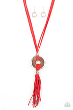 Load image into Gallery viewer, ARTISANS and Crafts - Red Suede &amp; Wood Necklace - Sabrina&#39;s Bling Collection