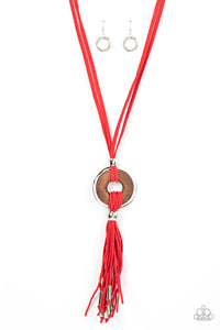 ARTISANS and Crafts - Red Suede & Wood Necklace - Sabrina's Bling Collection