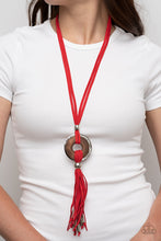 Load image into Gallery viewer, ARTISANS and Crafts - Red Suede &amp; Wood Necklace - Sabrina&#39;s Bling Collection