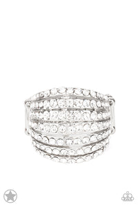 Blinding Brilliance - White Rhinestone Blockbuster Ring - Sabrina's Bling Collection