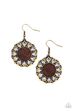 Load image into Gallery viewer, Farmhouse Fashionista - Brass &amp; Wood Earrings - Sabrina&#39;s Bling Collection