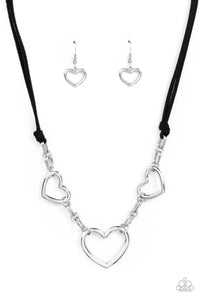 Fashionable Flirt - Black & Silver Heart Necklace - Sabrina's Bling Collection