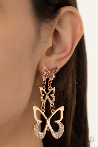 Flamboyant Flutter - Gold Butterfly Earrings - Sabrina's Bling Collection