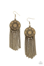 Load image into Gallery viewer, Fringe Control - Brass &amp; Topaz Rhinestone Earrings - Sabrina&#39;s Bling Collection