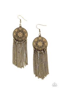 Fringe Control - Brass & Topaz Rhinestone Earrings - Sabrina's Bling Collection