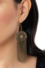 Load image into Gallery viewer, Fringe Control - Brass &amp; Topaz Rhinestone Earrings - Sabrina&#39;s Bling Collection