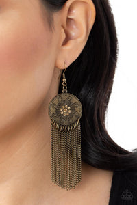 Fringe Control - Brass & Topaz Rhinestone Earrings - Sabrina's Bling Collection