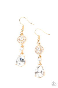 Graceful Glimmer - Gold & Rhinestone Earrings - Sabrina's Bling Collection