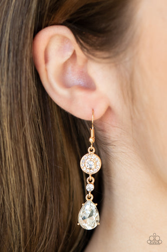 Graceful Glimmer - Gold & Rhinestone Earrings - Sabrina's Bling Collection