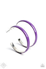 Load image into Gallery viewer, Groovy Glissando - Purple Hoop Earrings - December 2022 Fashion Fix - Sabrina&#39;s Bling Collection