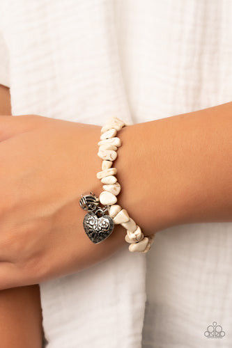 Love You to Pieces - White Pebble & Heart Bracelet - Sabrina's Bling Collection