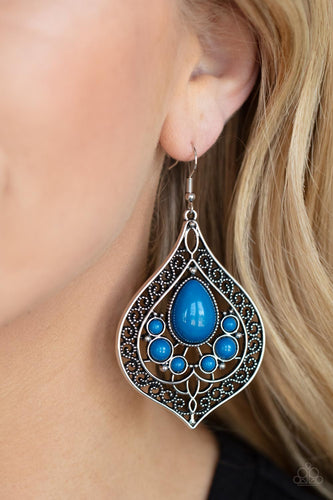 New Delhi Nouveau - Blue Filigree Earrings - Sabrina's Bling Collection