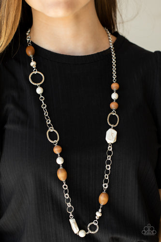 Prairie Reserve - White Stone & Wood Necklace - Sabrina's Bling Collection