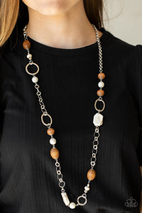 Prairie Reserve - White Stone & Wood Necklace - Sabrina's Bling Collection