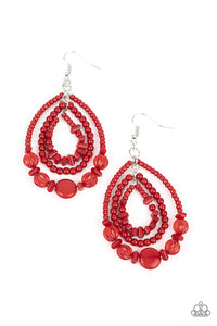 Prana Party - Red Stone & Seed Bead Earrings - Sabrina's Bling Collection