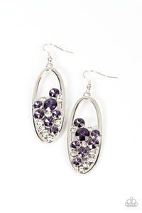 Prismatic Poker Face - Purple Rhinestone Earrings - Sabrina's Bling Collection