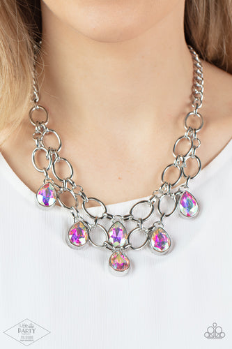 Show-Stopping Shimmer - Multi Iridescent Rhinestone Necklace - Sabrina's Bling Collection