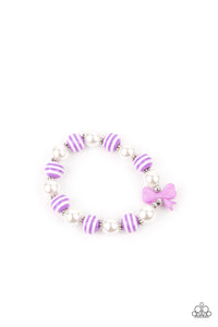 Little Divas - Bow & White Pearl Stripe Bracelet 5 Pack - Sabrina's Bling Collection