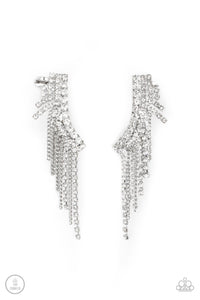 Thunderstruck Sparkle - White Ear Crawler Earrings - Sabrinas Bling Collection