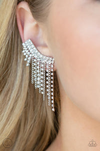 Thunderstruck Sparkle - White Ear Crawler Earrings - Sabrinas Bling Collection