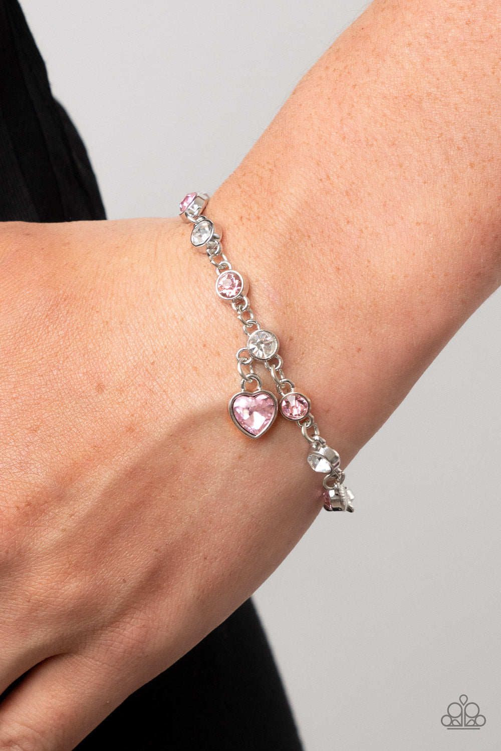 Truly Lovely - Pink Rhinestone Heart Bracelet - Sabrina's Bling Collection