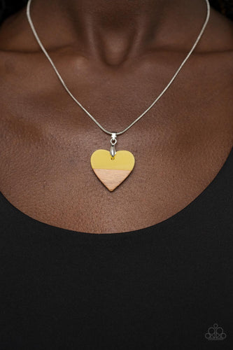 You Complete Me - Yellow Wood Heart Necklace - Sabrina's Bling Collection