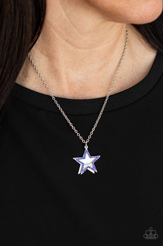 American Anthem - Blue Rhinestone Star Necklace - Sabrina's Bling Collection