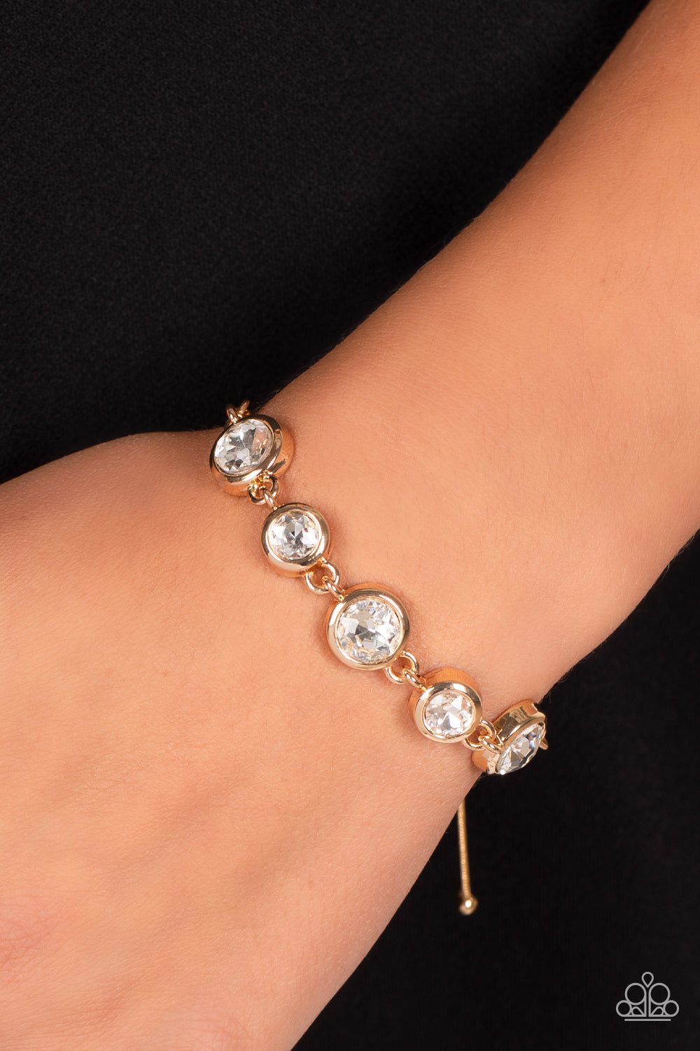 Classically Cultivated - Gold & White Rhinestone Bracelet - Sabrinas Bling Collection