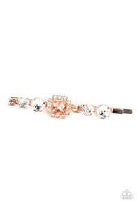 Couture Crasher - Gold/Peach Rhinestone Hair Clip - Sabrina's Bling Collection