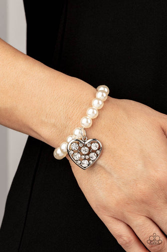 Cutely Crushing - White Bracelet - Sabrina's Bling Collection