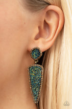 Load image into Gallery viewer, Druzy Desire - Brass &amp; Topaz Earrings - Sabrinas Bling Collection