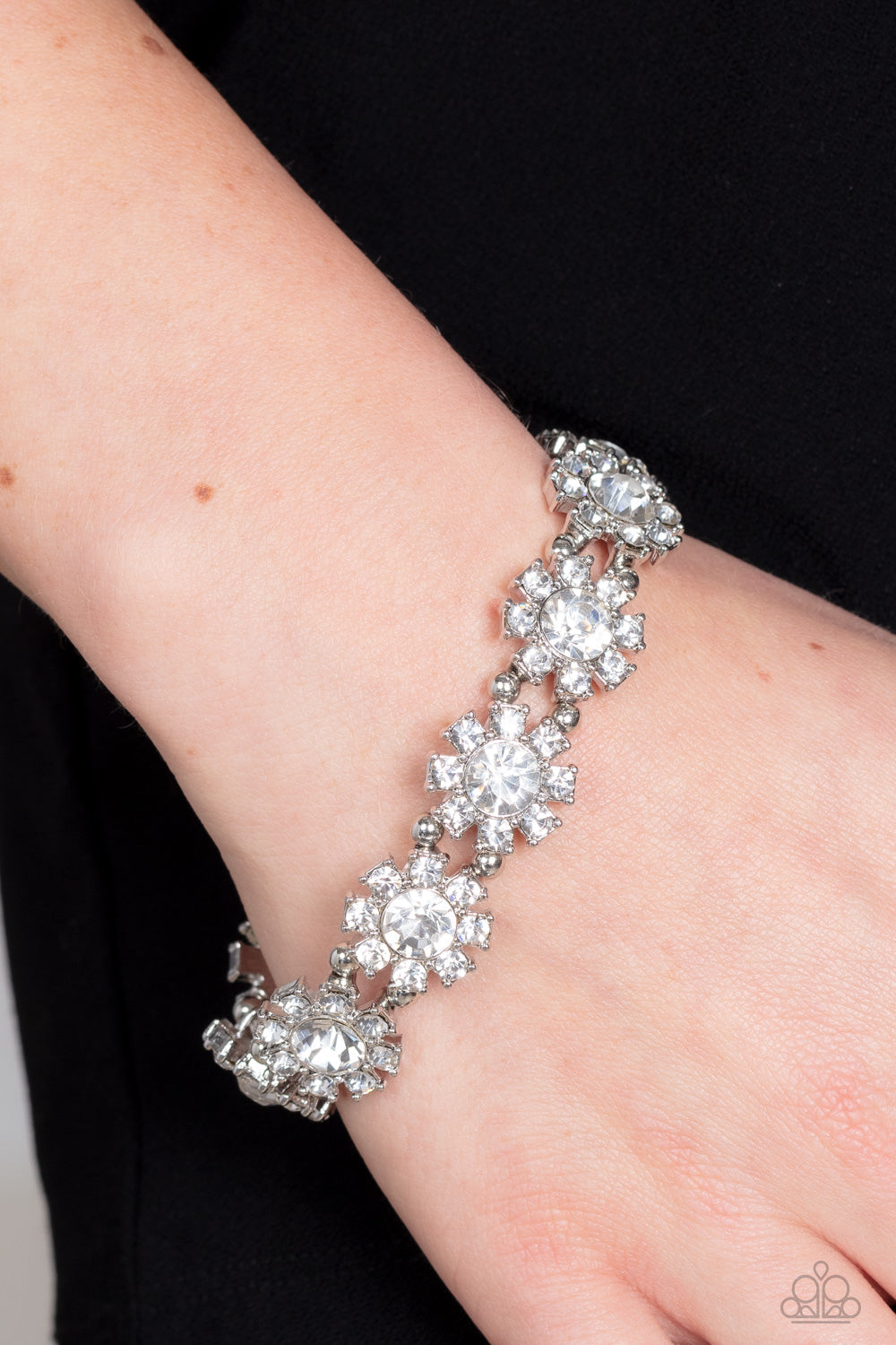 Premium Perennial - White Rhinestone Bracelet - Sabrinas Bling Collection