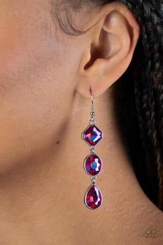 Reflective Rhinestones - Pink Iridescent Earrings - Sabrina's Bling Collection