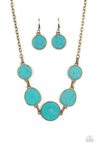 Santa Fe Flats - Brass & Turquoise Necklace - Sabrina's Bling Collection