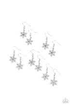 Load image into Gallery viewer, Little Divas -Oil Spill Rhinestone Snowflake Earring 5 Pack - Sabrina&#39;s Bling Collection