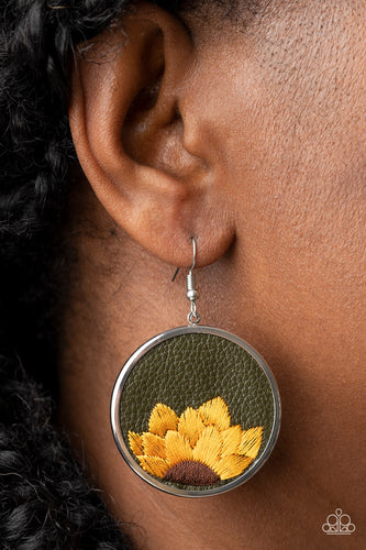 Sun-Kissed Sunflowers - Green Earrings - Sabrina's Bling Collection