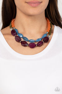 Tropical Trove - Purple, Olive & Orange Necklace - Sabrina's Bling Collection