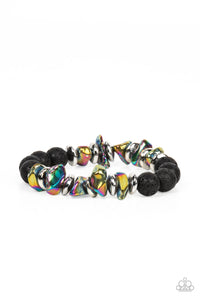 Volcanic Vacay - Multi Oil Spill Lava Stone Bracelet - Sabrina's Bling Collection