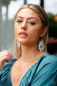 Turn up the Luxe - White Rhinestone Earrings - Sabrina's Bling Collection