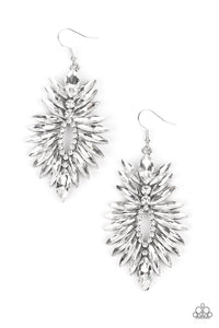 Turn up the Luxe - White Rhinestone Earrings - Sabrina's Bling Collection