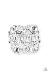 Six-Figure Flex - White Rhinestone Ring - Life Of The Party October 2022 - Sabrina's Bling Collection