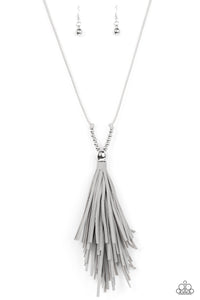 A Clean Sweep - Silver Leather Necklace - Sabrina's Bling Collection