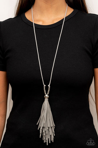 A Clean Sweep - Silver Leather Necklace - Sabrina's Bling Collection