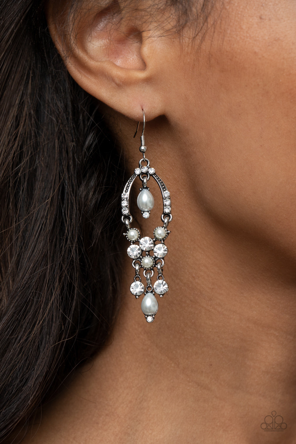 Back In The Spotlight - White Earrings - Sabrina's Bling Collection